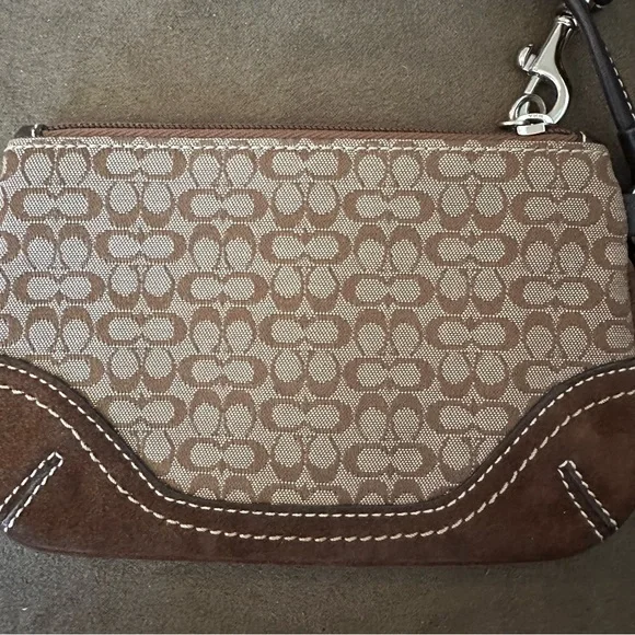 Coach Signature Brown Zipper Wristlet - Picture 4 of 8